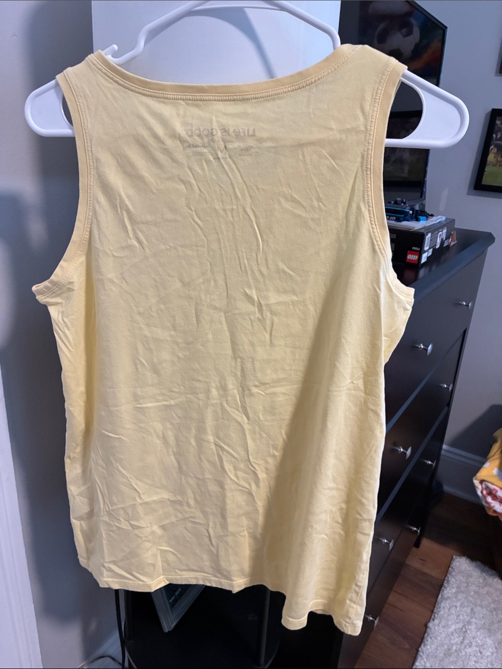 Life Is Good Pale Yellow Palm Tree Graphic Tank Top - Picture 3 of 3
